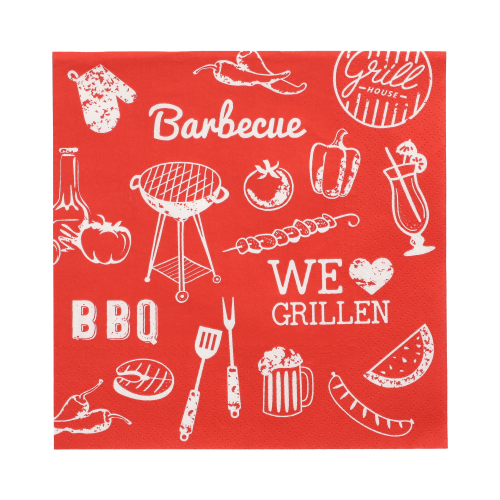 Servietten, 3-lagig 1/4-Falz 33 cm x 33 cm "BBQ Love"