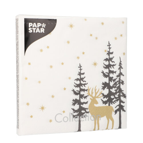 Servietten, 3-lagig 1/4-Falz 33 cm x 33 cm "Golden Deer"