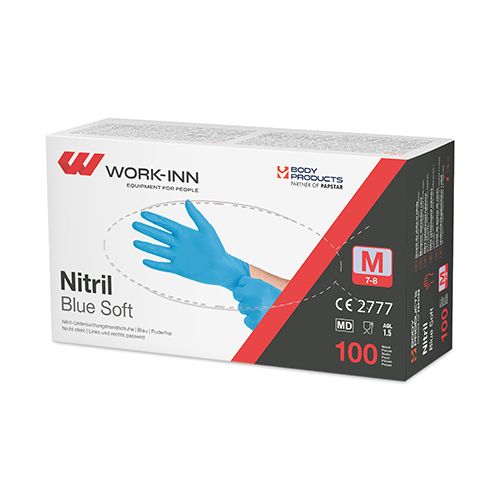 "WORK-INN/PS" Handschuhe, Nitril puderfrei "Blue Soft" blau Größe: M
