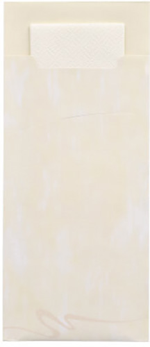 Bestecktaschen 20 cm x 8,5 cm creme inkl. weißer Serviette