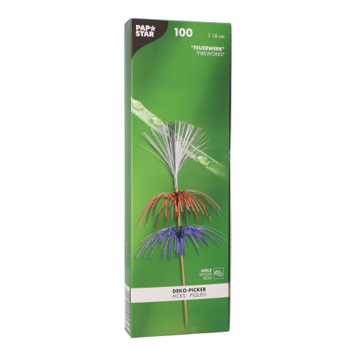 Deko-Picker 18 cm farbig sortiert "Feuerwerk" 3-lagig