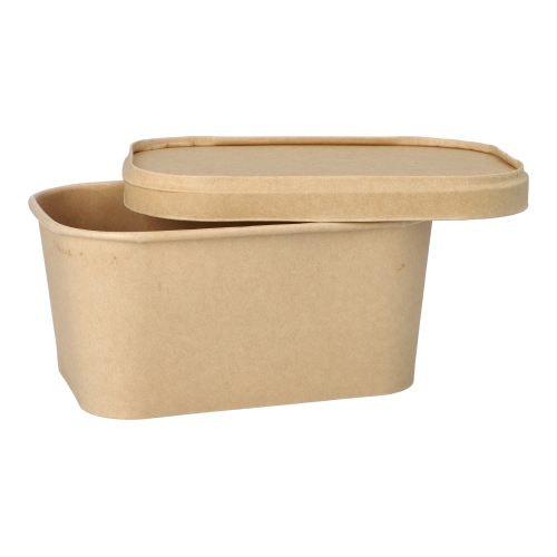 Verpackungsbecher, Pappe rechteckig 1000 ml 7,5 cm x 17,3 cm x 12,3 cm braun