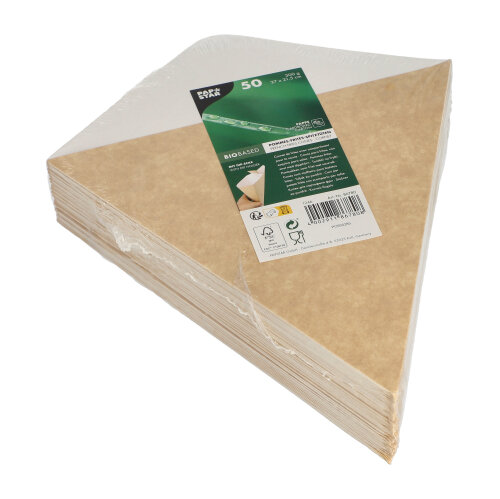 Pommes-Frites-Spitztüten mit Dip-Ecke, Pappe "pure" 27 cm x 21,5 cm braun/weiss
