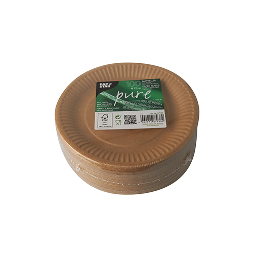 Teller, Pappe "pure" rund Ø 19 cm braun