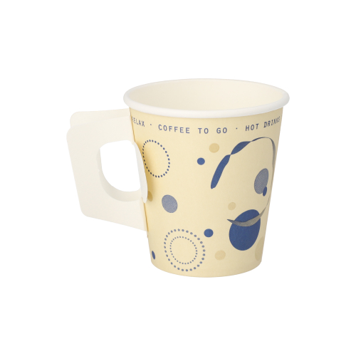 Trinkbecher mit Henkel, Pappe "To Go" 0,18 l Ø 7,3 cm · 7,8 cm "Coffee Rings"