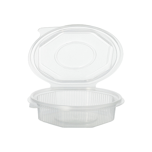 Verpackungsbecher mit Klappdeckeln, PP 8-eckig 250 ml 2,8 cm x 11 cm x 11 cm transparent