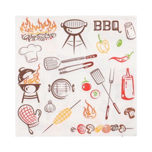 Servietten, 3-lagig 1/4-Falz 33 cm x 33 cm "Time for BBQ"