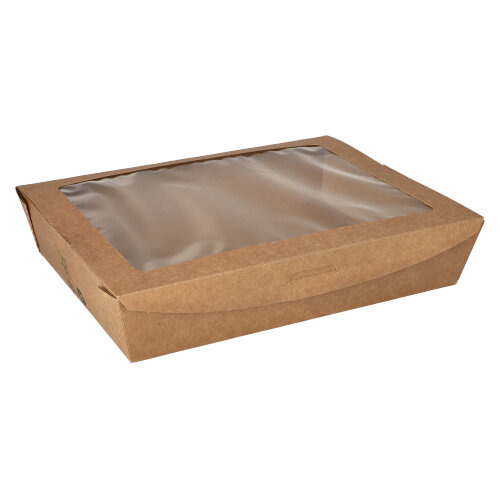 Feinkostboxen Pappe "pure" eckig 1500 ml 4,5 cm x 21 cm x 16 cm braun "100% Fair"