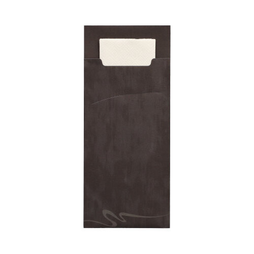 Bestecktaschen 20 cm x 8,5 cm schwarz inkl. weißer Serviette