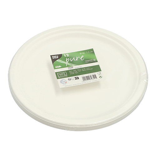 Teller, Zuckerrohr "pure" ungeteilt Ø 26 cm · 2 cm weiss