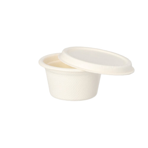Dressingschalen, Zuckerrohr "pure" 60 ml Ø 6 cm · 3 cm weiss