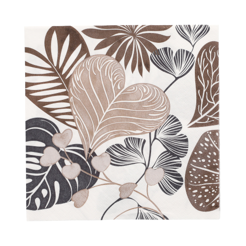 Servietten, 3-lagig 1/4-Falz 33 cm x 33 cm "Silky Fronds"