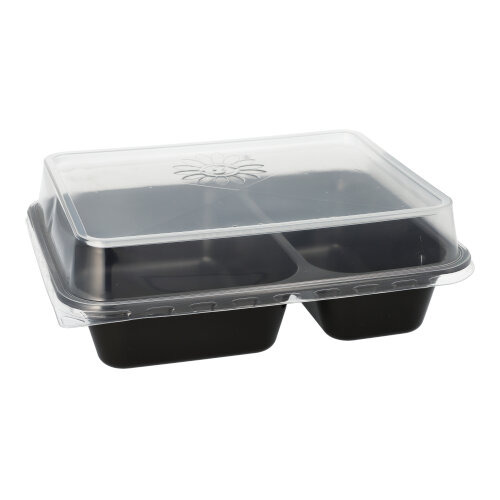 Mehrweg-Menüschalen PP 2-geteilt 4,5 cm x 22,7 cm x 17,8 cm schwarz