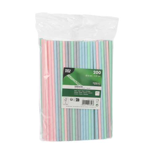 Trinkhalme, Papier Ø 6 mm · 21 cm farbig sortiert