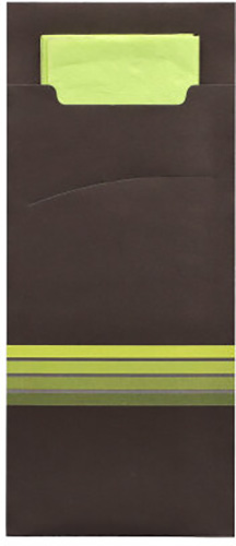 Bestecktaschen 20 cm x 8,5 cm schwarz/limone "Stripes" inkl. farbiger Serviette