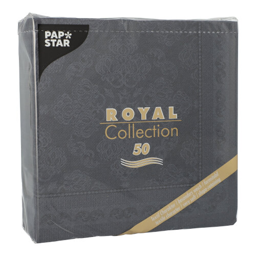 Servietten "ROYAL Collection" 1/4-Falz 40 cm x 40 cm schwarz "Arabesque"
