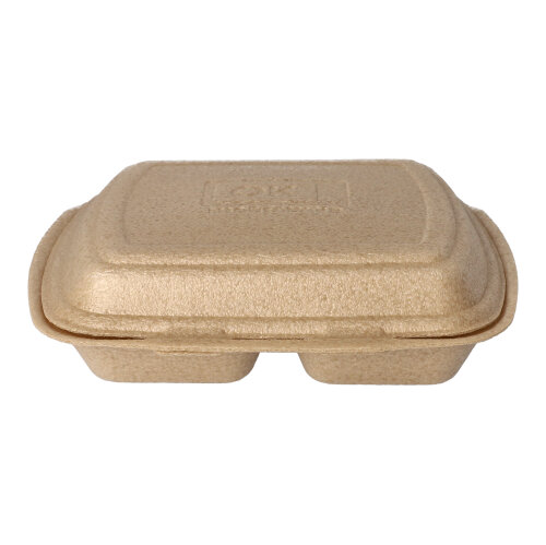 Menüboxen mit Klappdeckel, XPP 2-geteilt 7 cm x 20,5 cm x 24 cm beige