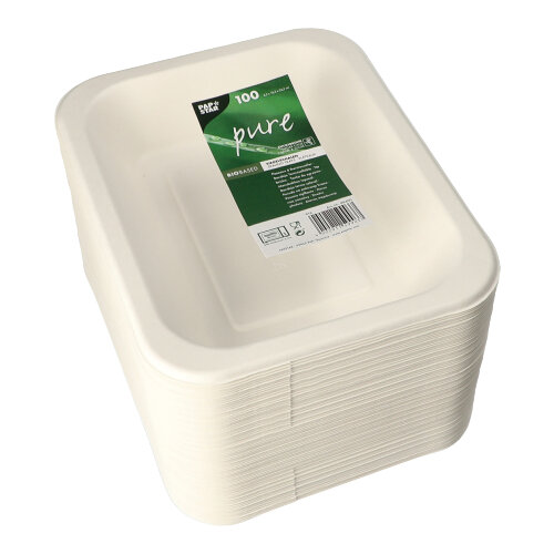 Siegelschalen Zuckerrohr 900 ml 4,2 cm x 18,5 cm x 23,5 cm weiss