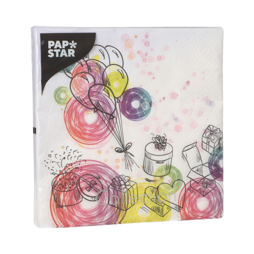 Servietten, 3-lagig 1/4-Falz 33 cm x 33 cm "Birthday Gifts"