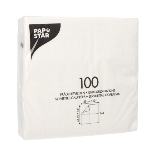 Servietten, 1-lagig 1/4-Falz 33 cm x 33 cm weiss