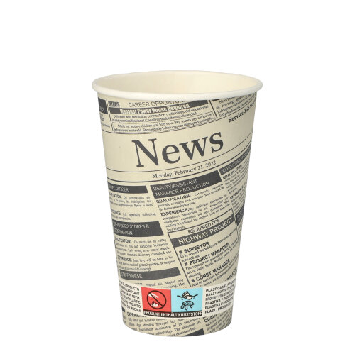 Trinkbecher, Pappe "To Go" 0,3 l Ø 8 cm · 11,7 cm "Newsprint"