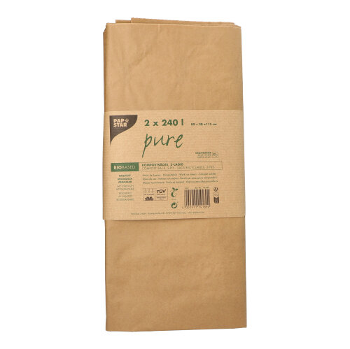 Abfallsäcke aus Papier "pure" 240 l 115 cm x 80 cm x 30 cm braun , 2-lagig