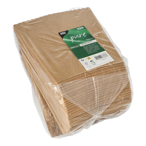 Popcorn-Boxen Pappe "pure" eckig 1300 ml 19,7 cm x 7 cm x 7 cm braun klein