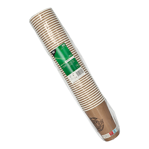 Trinkbecher, Pappe 0,4 l Ø 9 cm · 13,9 cm braun "Pure Joy"