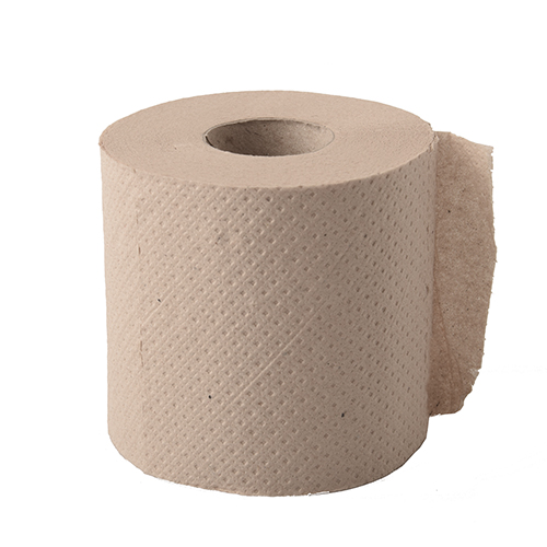 Rollen Toilettenpapier Tissue Ø 9,6 cm · 10 cm x 9,5 cm hellbraun "soft" 2-lagig, 300 Blatt, Recycling