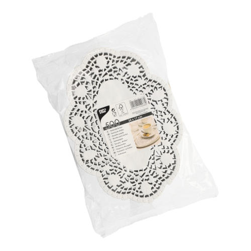 Mokkadeckchen oval 24 cm x 16,5 cm weiss