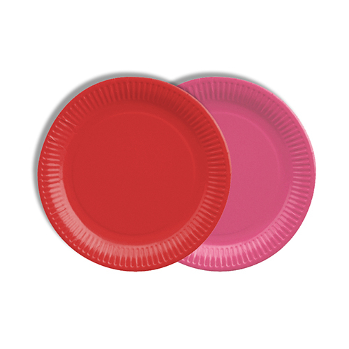 Teller, Pappe rund Ø 18 cm farbig sortiert - rot/fuchsia