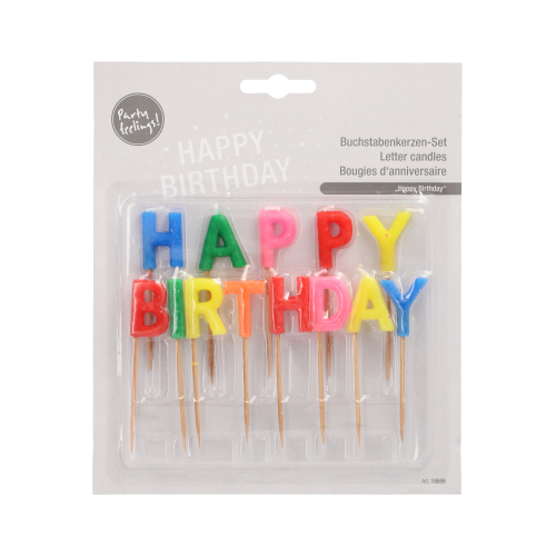 Buchstabenkerzen-Set 8 cm "Happy Birthday"