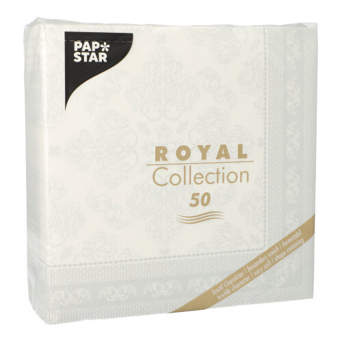 Servietten "ROYAL Collection" 1/4-Falz 40 cm x 40 cm weiss "Arabesque"