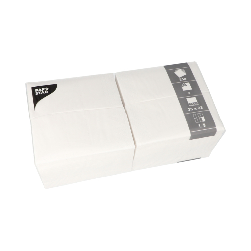 Servietten, 3-lagig 1/8-Falz 33 cm x 33 cm weiss