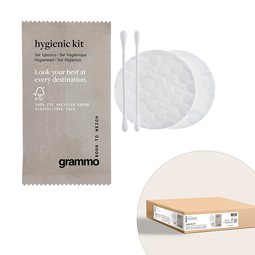 Hygiene-Set Wattestäbchen & Pads "grammo" 11,5 cm x 6,5 cm x 0,5 cm im Flow Pack