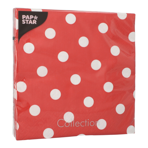 Servietten, 3-lagig 1/4-Falz 40 cm x 40 cm rot "Dots"