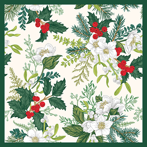 Servietten, 3-lagig 1/4-Falz 33 cm x 33 cm "Christmas Rose"