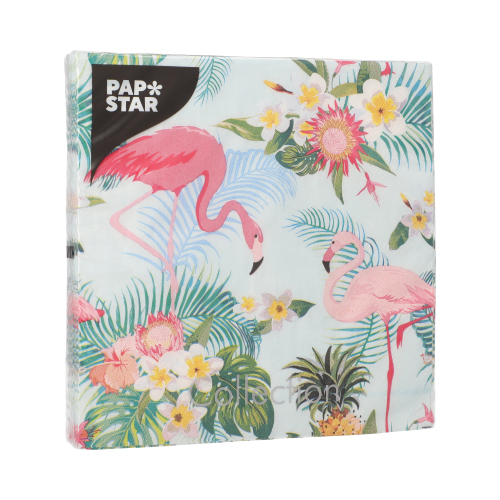 Servietten, 3-lagig 1/4-Falz 33 cm x 33 cm "Exotic Flamingos"
