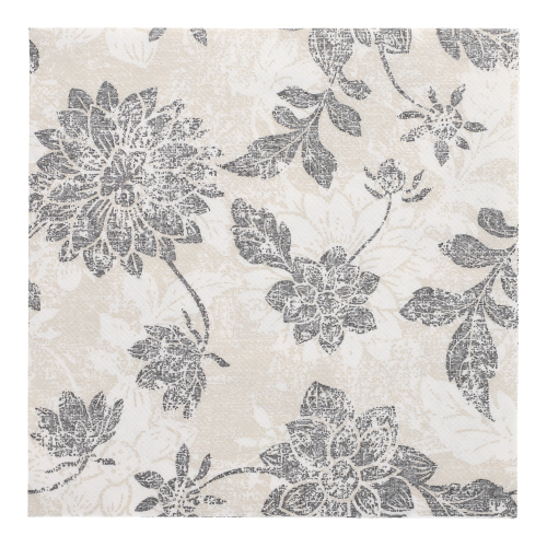 Servietten "ROYAL Collection" 1/4-Falz 40 cm x 40 cm anthrazit "Flowers"