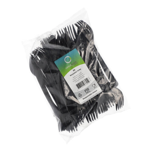 "Circulware" Mehrweg-Gabeln PP-MF 18,5 cm schwarz extra stabil