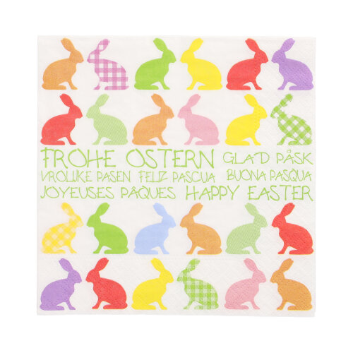 Servietten, 3-lagig 1/4-Falz 33 cm x 33 cm "Colourful Bunnies"