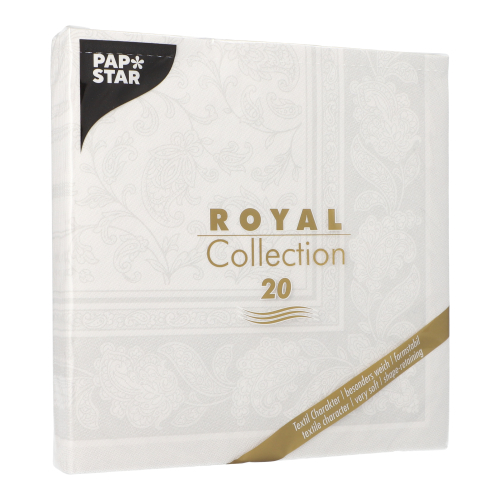 Servietten "ROYAL Collection" 1/4-Falz 40 cm x 40 cm weiss "Ornaments"