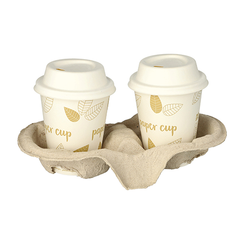 Tragetabletts, Pappe "To Go" 4,6 cm x 22,3 cm x 12,5 cm natur für 2 Becher