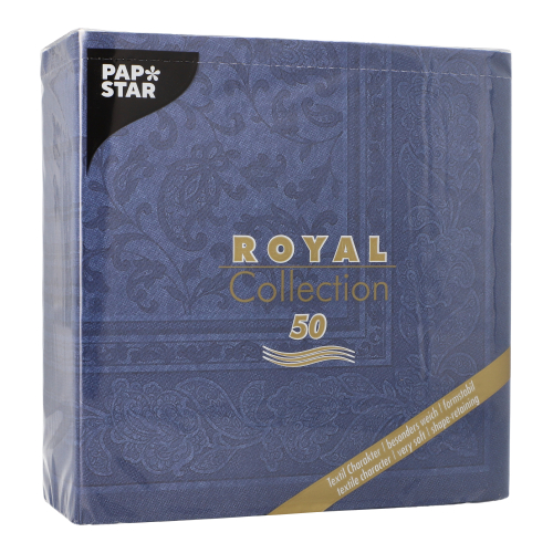 Servietten "ROYAL Collection" 1/4-Falz 40 cm x 40 cm dunkelblau "Ornaments"