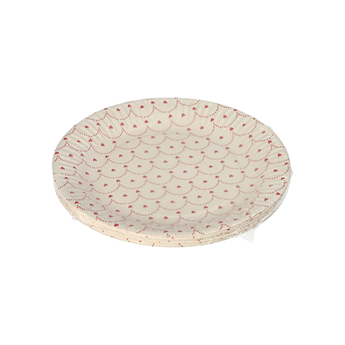 Teller, Pappe rund Ø 18 cm "Hjärtan"