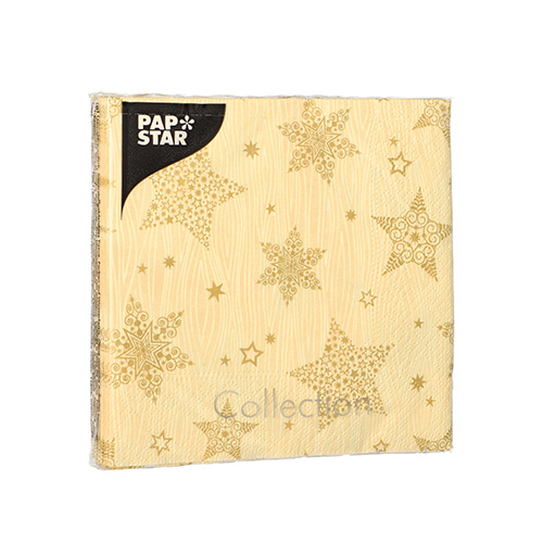 Servietten, 3-lagig 1/4-Falz 25 cm x 25 cm creme "Christmas Shine"