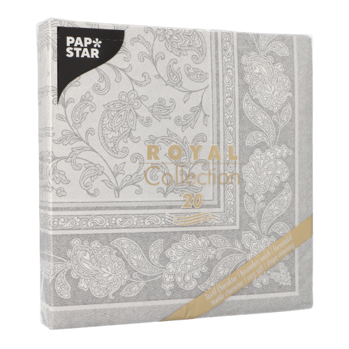 Servietten "ROYAL Collection" 1/4-Falz 40 cm x 40 cm grau "Ornaments"