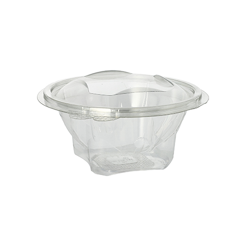 Feinkost- und Salatschalen mit Klappdeckel, R-PET rund 500 ml Ø 15,5 cm · 6,8 cm glasklar