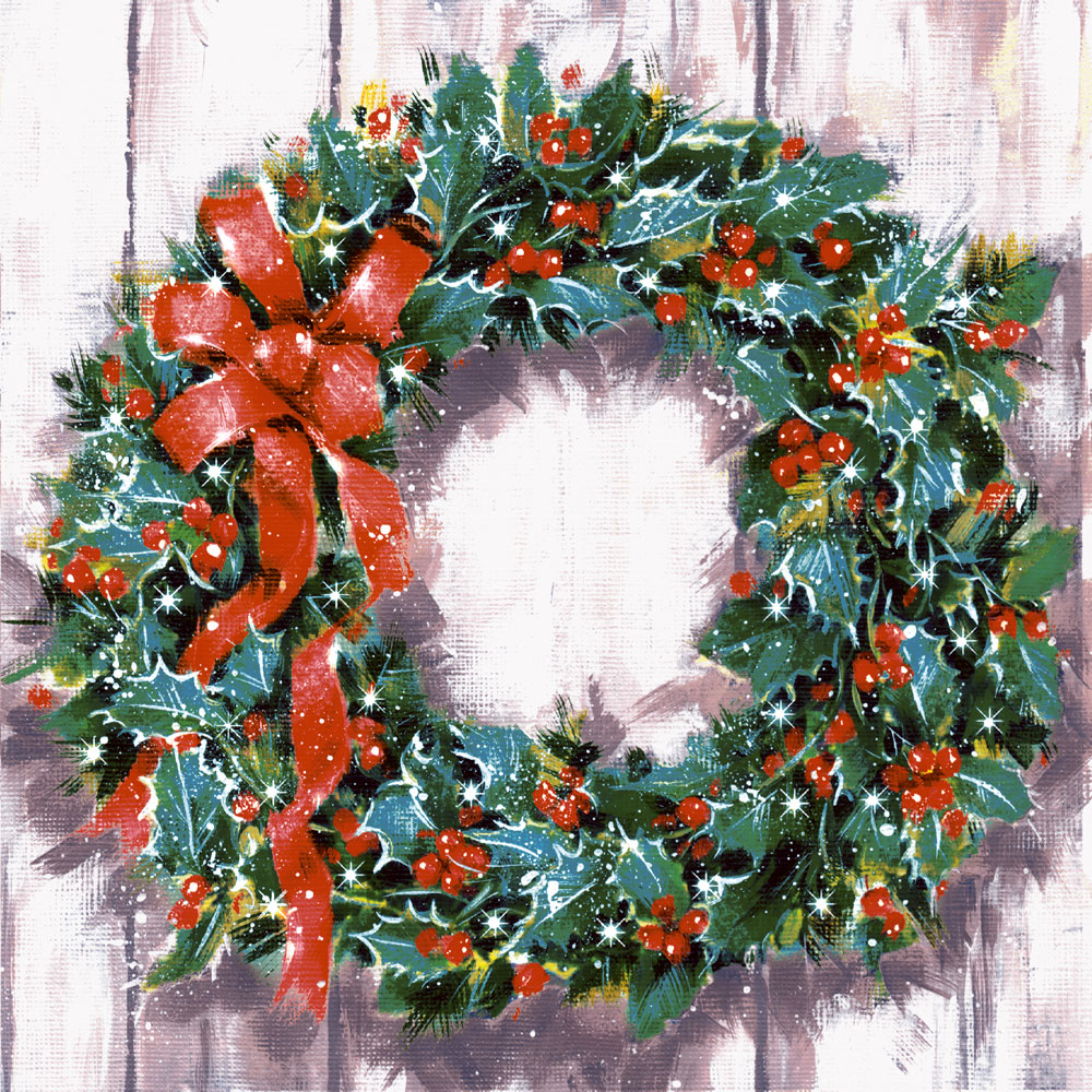 Servietten, 3-lagig 1/4-Falz 33 cm x 33 cm "Classic Wreath"