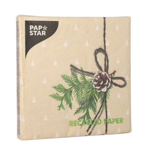 Servietten, 3-lagig 1/4-Falz 33 cm x 33 cm natur "Simply Natural" aus recyceltem Papier